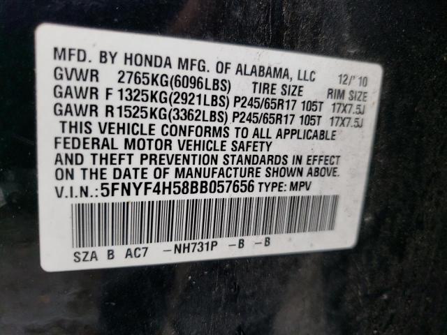 Photo 9 VIN: 5FNYF4H58BB057656 - HONDA PILOT EXL 