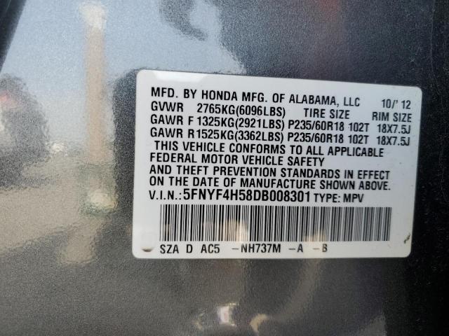 Photo 12 VIN: 5FNYF4H58DB008301 - HONDA PILOT 