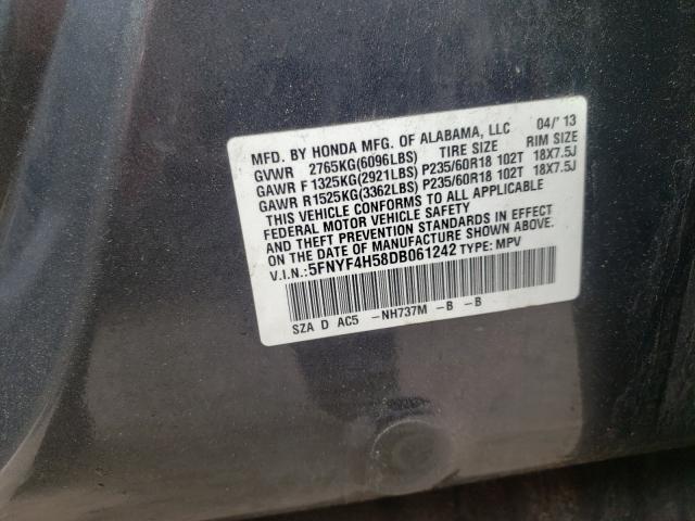 Photo 9 VIN: 5FNYF4H58DB061242 - HONDA PILOT EXL 