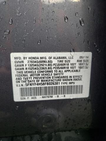 Photo 13 VIN: 5FNYF4H58FB026381 - HONDA PILOT 