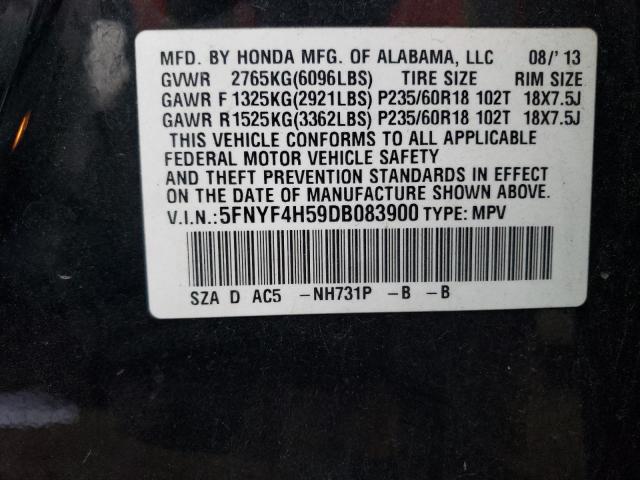 Photo 12 VIN: 5FNYF4H59DB083900 - HONDA PILOT 