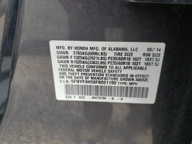 Photo 9 VIN: 5FNYF4H59FB021190 - HONDA PILOT EXL 