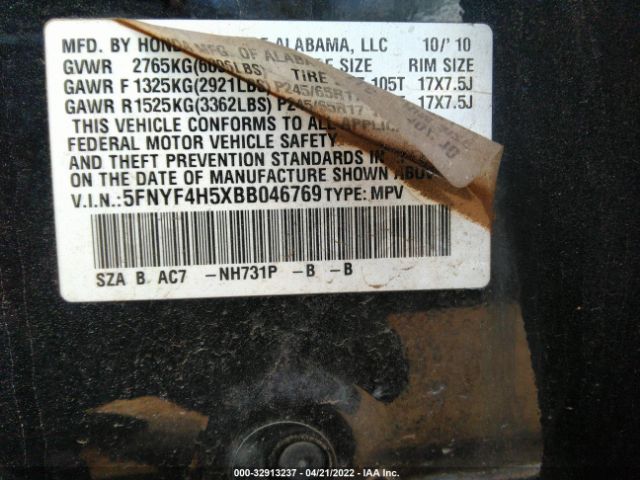 Photo 8 VIN: 5FNYF4H5XBB046769 - HONDA PILOT 