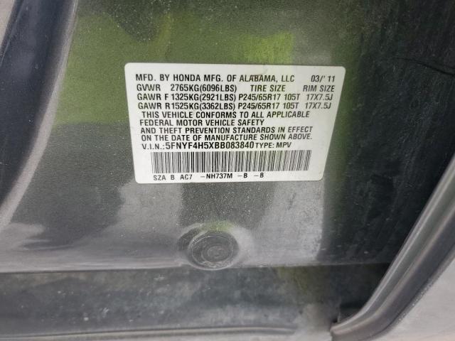 Photo 12 VIN: 5FNYF4H5XBB083840 - HONDA PILOT EXL 