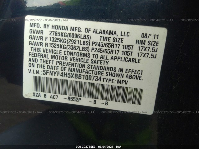 Photo 8 VIN: 5FNYF4H5XBB100734 - HONDA PILOT 