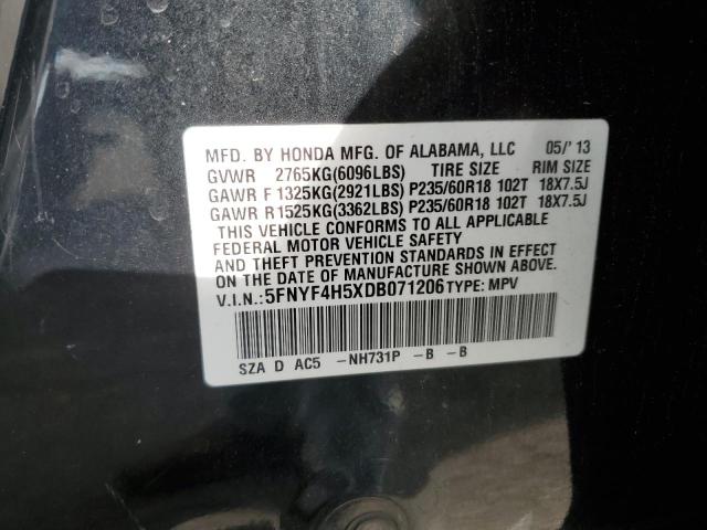 Photo 12 VIN: 5FNYF4H5XDB071206 - HONDA PILOT EXL 