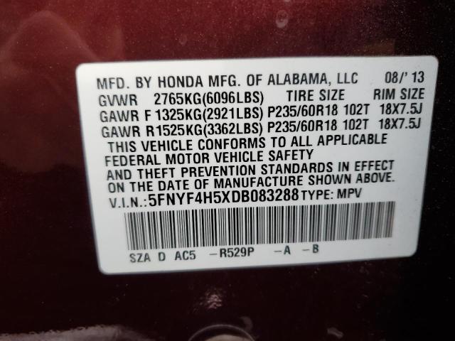 Photo 12 VIN: 5FNYF4H5XDB083288 - HONDA PILOT 