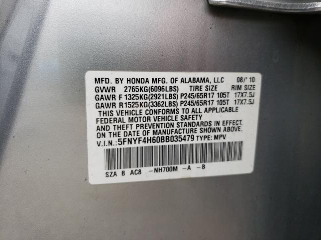 Photo 9 VIN: 5FNYF4H60BB035479 - HONDA PILOT EXL 