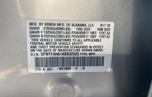 Photo 9 VIN: 5FNYF4H61AB032525 - HONDA PILOT EXL 