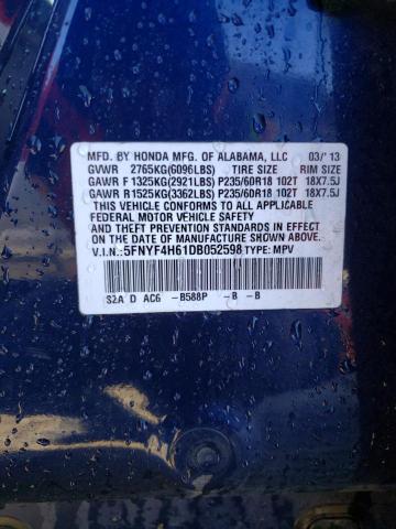 Photo 12 VIN: 5FNYF4H61DB052598 - HONDA PILOT EXL 