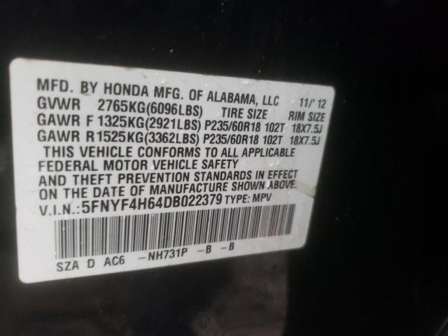 Photo 9 VIN: 5FNYF4H64DB022379 - HONDA PILOT EXL 