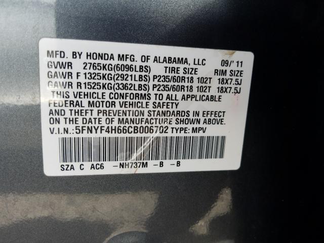 Photo 9 VIN: 5FNYF4H66CB006702 - HONDA PILOT 