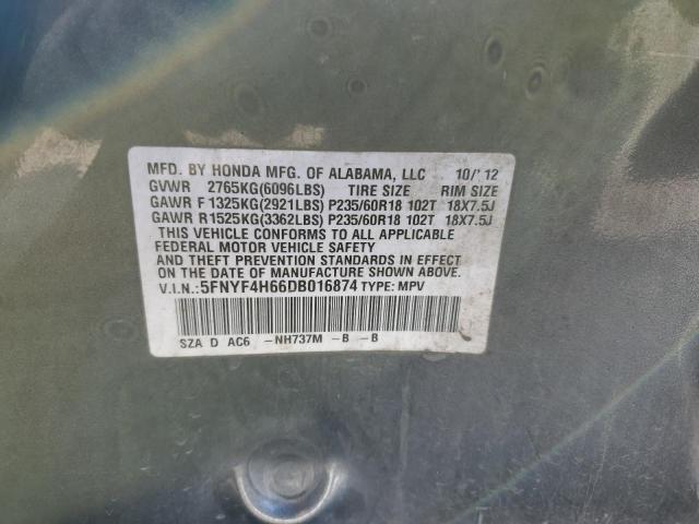 Photo 12 VIN: 5FNYF4H66DB016874 - HONDA PILOT EXL 