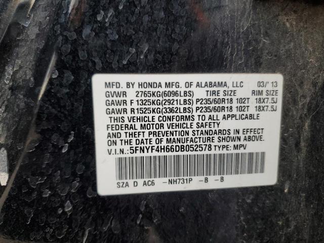 Photo 12 VIN: 5FNYF4H66DB052578 - HONDA PILOT EXL 