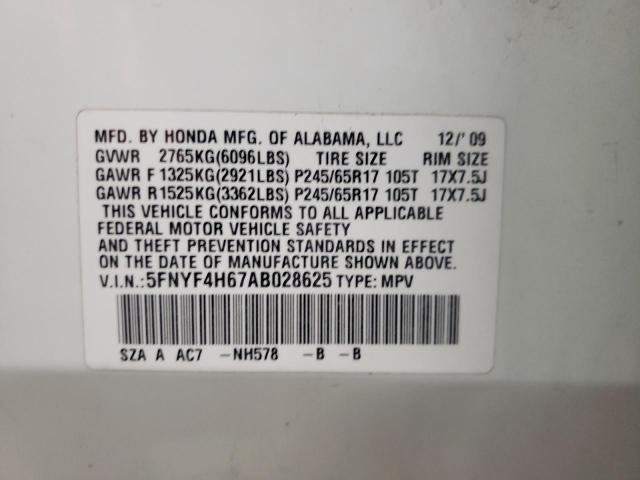 Photo 11 VIN: 5FNYF4H67AB028625 - HONDA PILOT 