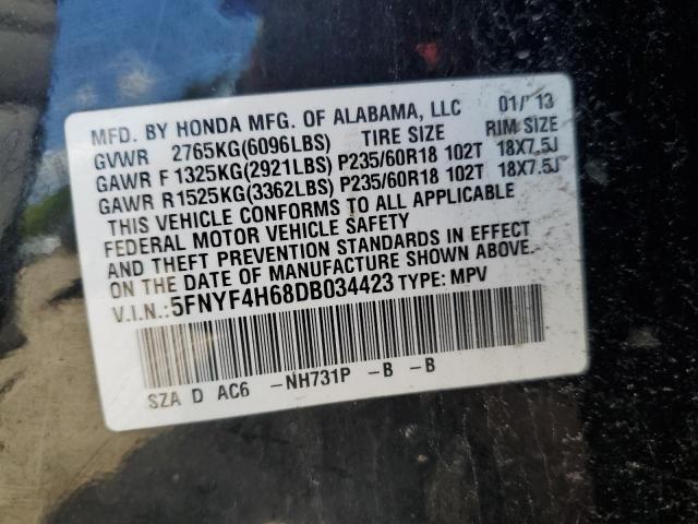 Photo 12 VIN: 5FNYF4H68DB034423 - HONDA PILOT 