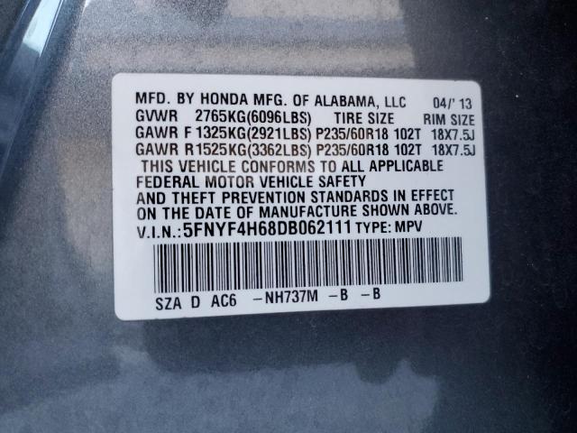 Photo 13 VIN: 5FNYF4H68DB062111 - HONDA PILOT EXL 