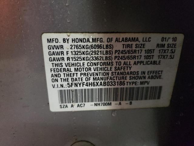 Photo 9 VIN: 5FNYF4H6XAB033186 - HONDA PILOT EXL 