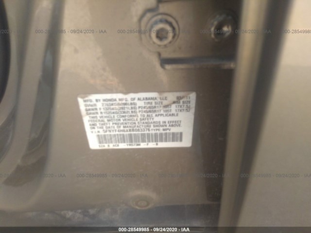 Photo 8 VIN: 5FNYF4H6XBB083376 - HONDA PILOT 