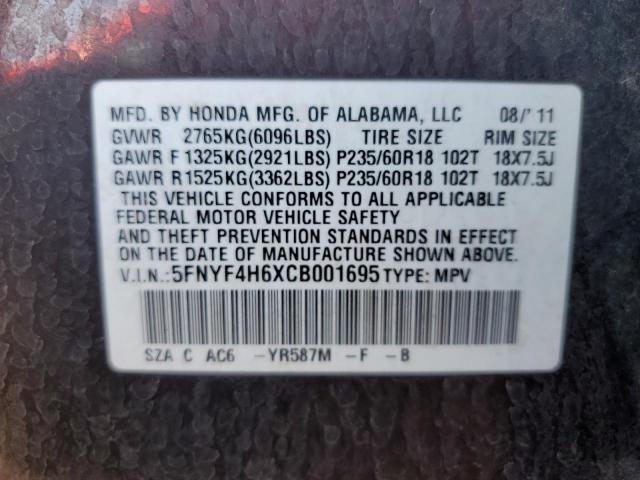 Photo 12 VIN: 5FNYF4H6XCB001695 - HONDA PILOT 