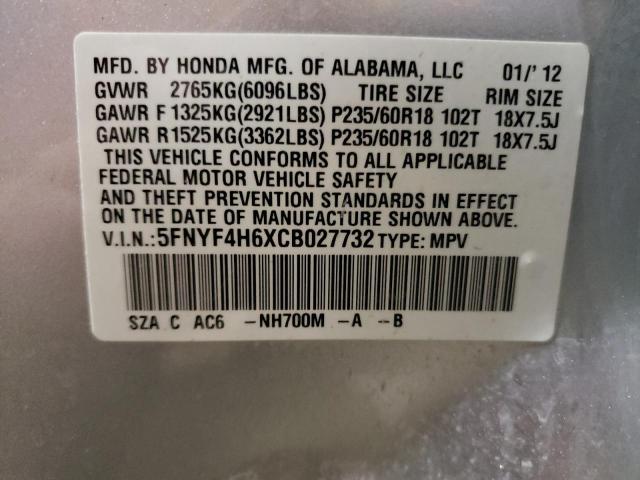 Photo 11 VIN: 5FNYF4H6XCB027732 - HONDA PILOT 