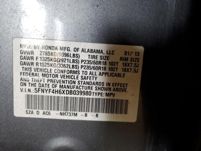 Photo 12 VIN: 5FNYF4H6XDB039980 - HONDA PILOT 