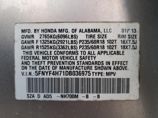 Photo 9 VIN: 5FNYF4H71DB036975 - HONDA PILOT EXLN 