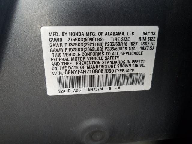 Photo 9 VIN: 5FNYF4H71DB061035 - HONDA PILOT EXLN 