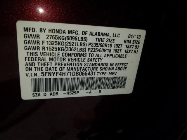 Photo 9 VIN: 5FNYF4H71DB066431 - HONDA PILOT EXLN 