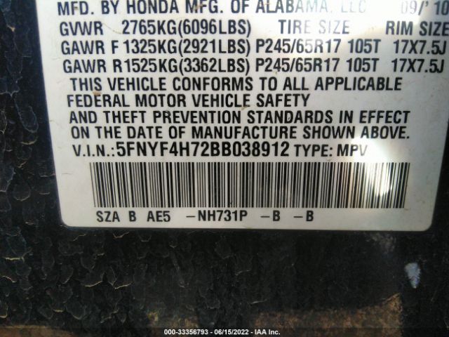 Photo 8 VIN: 5FNYF4H72BB038912 - HONDA PILOT 