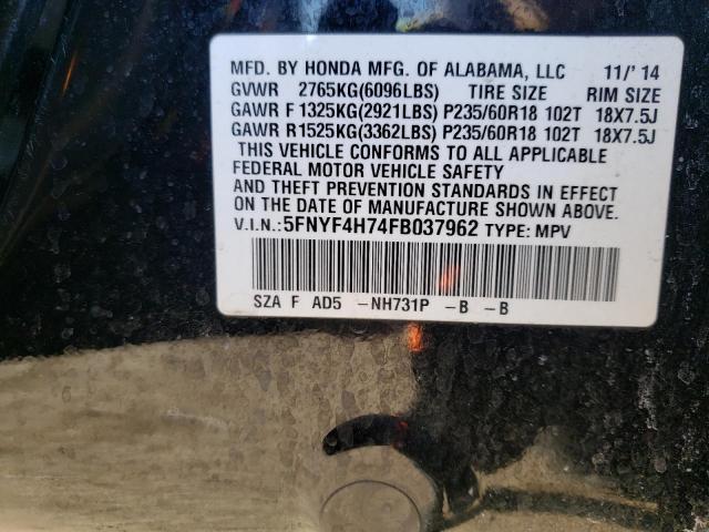 Photo 9 VIN: 5FNYF4H74FB037962 - HONDA PILOT EXLN 