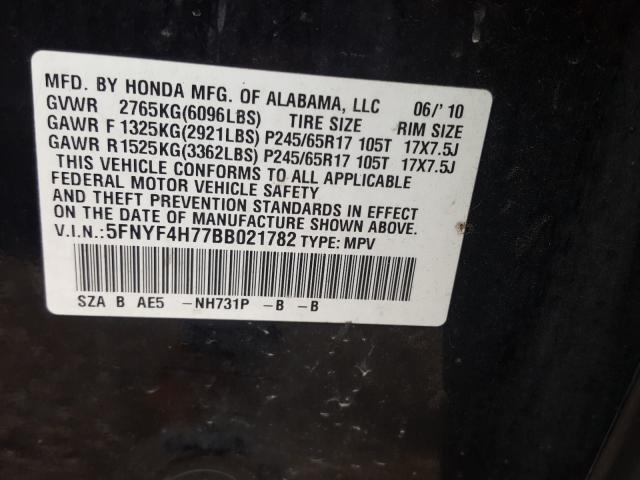 Photo 9 VIN: 5FNYF4H77BB021782 - HONDA PILOT EXLN 