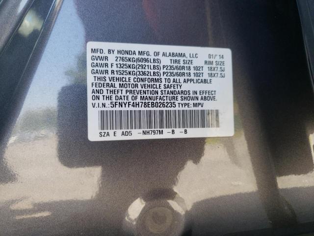 Photo 12 VIN: 5FNYF4H78EB026235 - HONDA PILOT EXLN 