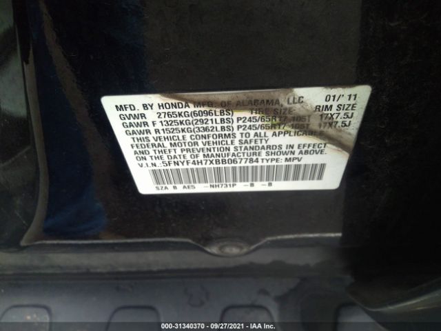 Photo 8 VIN: 5FNYF4H7XBB067784 - HONDA PILOT 