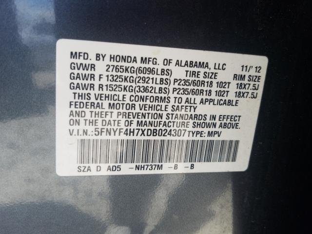 Photo 9 VIN: 5FNYF4H7XDB024307 - HONDA PILOT EXLN 