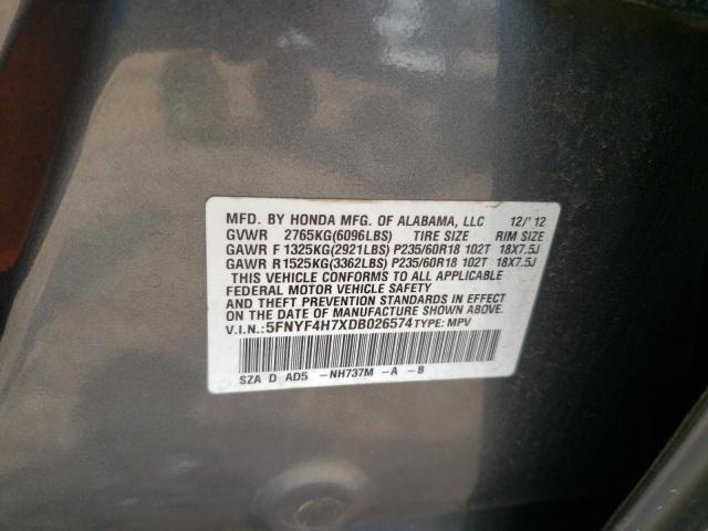 Photo 9 VIN: 5FNYF4H7XDB026574 - HONDA PILOT EXLN 