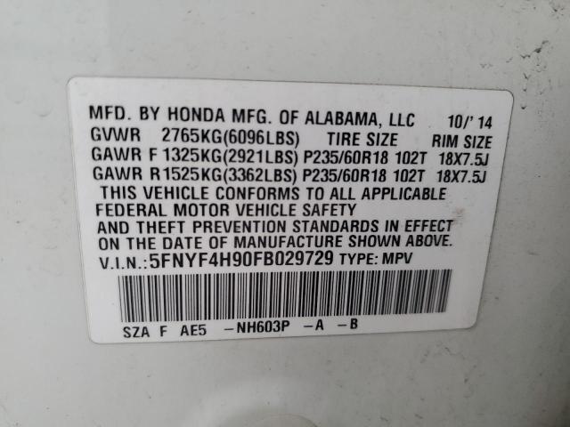 Photo 11 VIN: 5FNYF4H90FB029729 - HONDA PILOT 