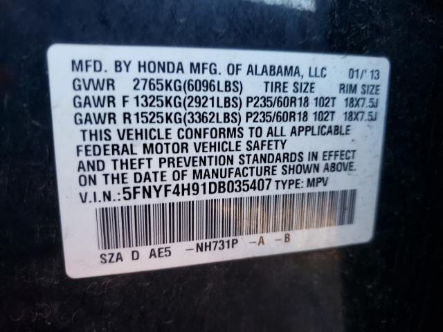 Photo 9 VIN: 5FNYF4H91DB035407 - HONDA PILOT 