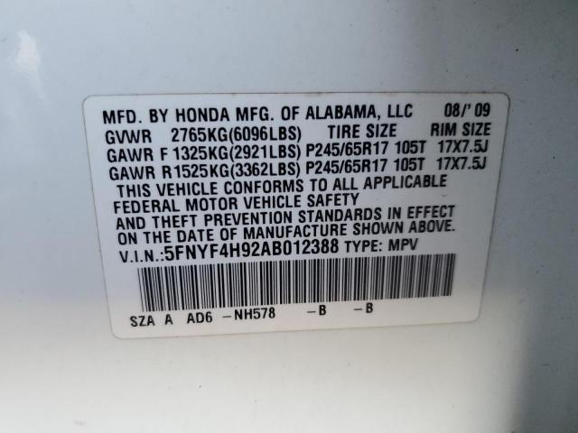 Photo 12 VIN: 5FNYF4H92AB012388 - HONDA PILOT 