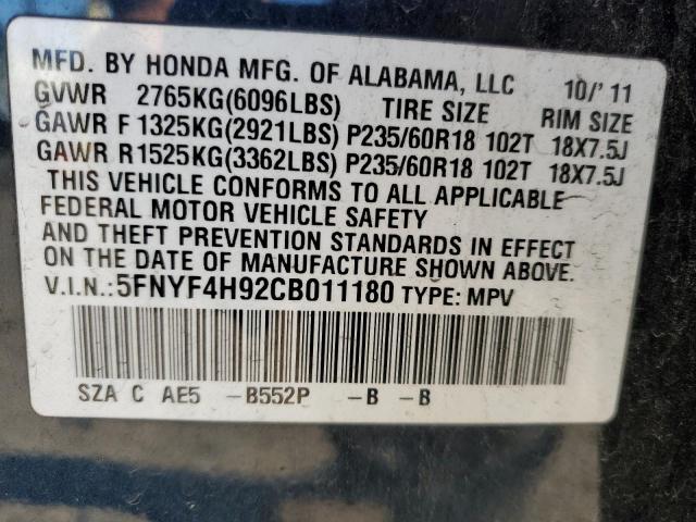 Photo 12 VIN: 5FNYF4H92CB011180 - HONDA PILOT 