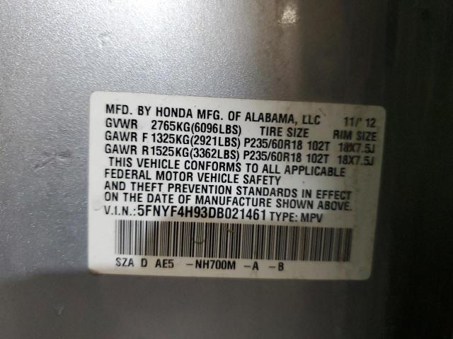 Photo 12 VIN: 5FNYF4H93DB021461 - HONDA PILOT 