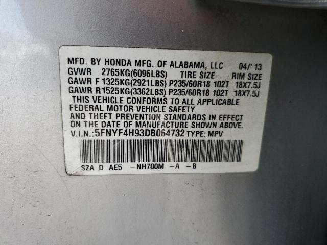 Photo 12 VIN: 5FNYF4H93DB064732 - HONDA PILOT 