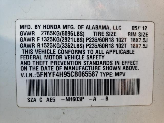 Photo 12 VIN: 5FNYF4H95CB065587 - HONDA PILOT 