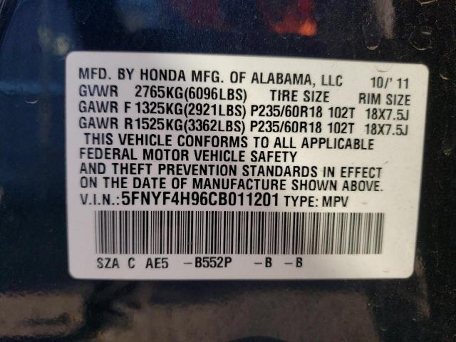 Photo 12 VIN: 5FNYF4H96CB011201 - HONDA PILOT 