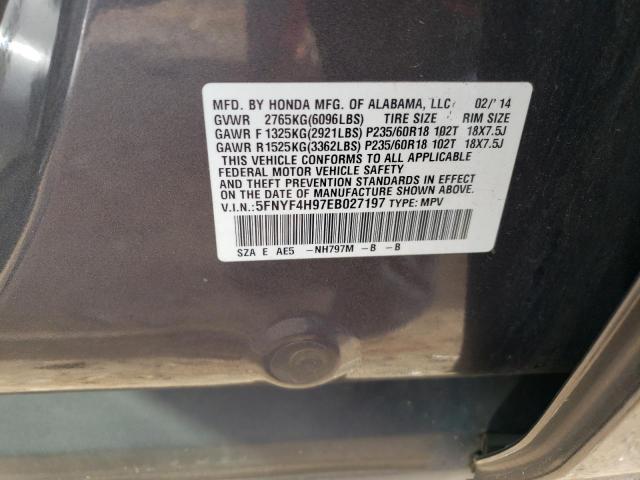 Photo 12 VIN: 5FNYF4H97EB027197 - HONDA PILOT 