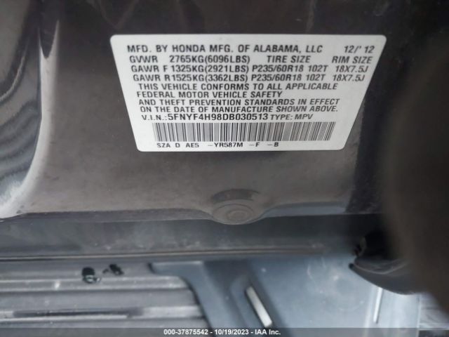 Photo 8 VIN: 5FNYF4H98DB030513 - HONDA PILOT 