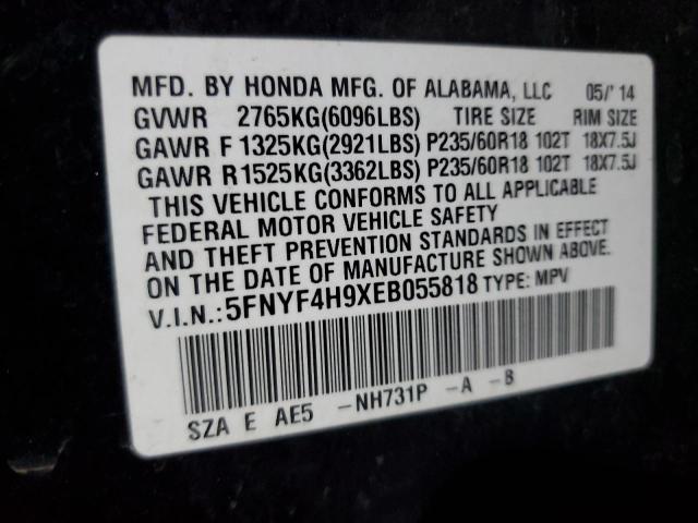 Photo 12 VIN: 5FNYF4H9XEB055818 - HONDA PILOT 