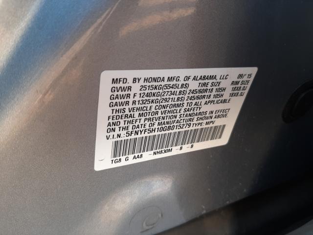 Photo 9 VIN: 5FNYF5H10GB015279 - HONDA PILOT LX 