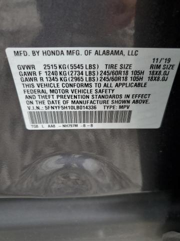 Photo 12 VIN: 5FNYF5H10LB014336 - HONDA PILOT LX 