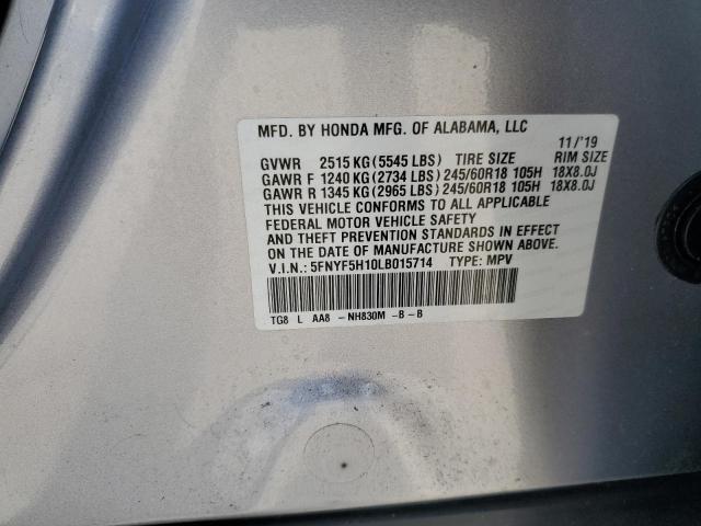 Photo 12 VIN: 5FNYF5H10LB015714 - HONDA PILOT LX 